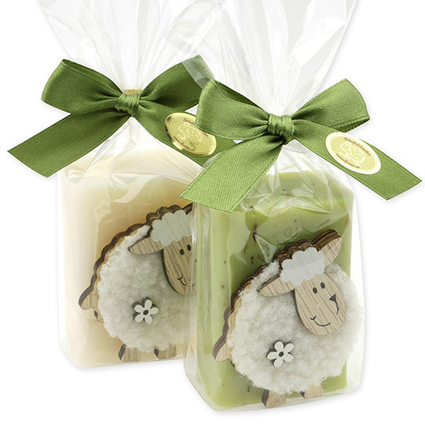 Sheep milk soap 100g decorated with a sheep in a cellophane, Classic/verbena 