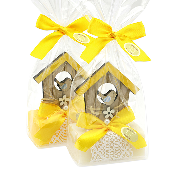 Sheep milk soap 100g decorated with a house in a cellophane, Classic/Grapefruit 