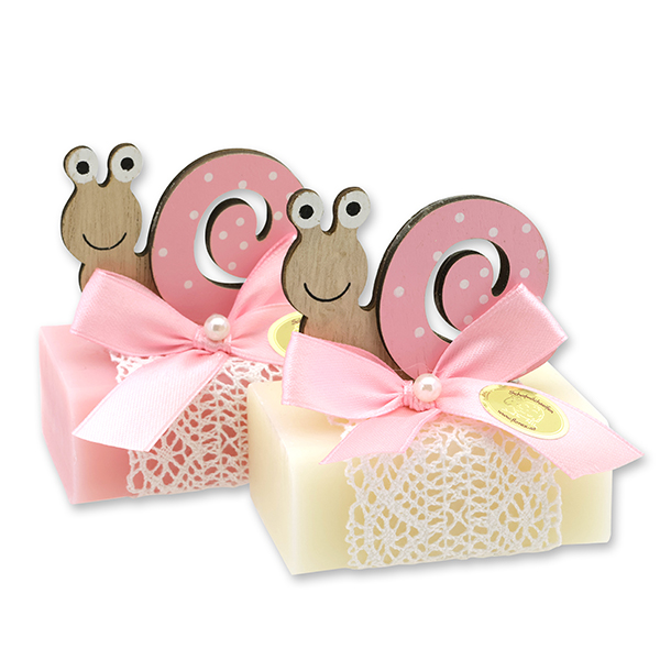 Sheep milk soap 100g decorated with a snail, Classic/cherry blossom 