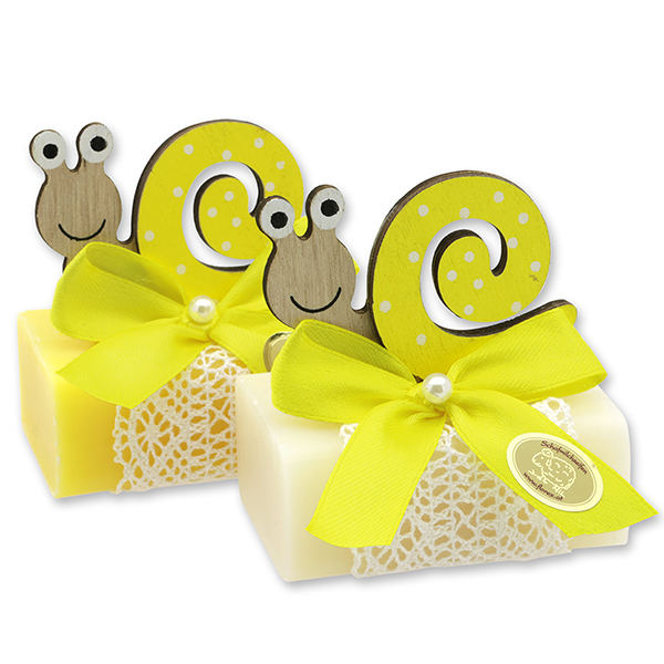 Sheep milk soap 100g decorated with a snail, Classic/chamomile 