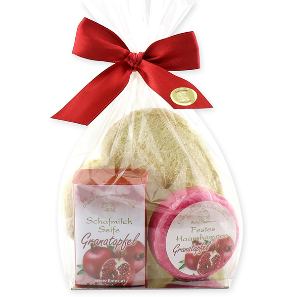 Soap set 3 pieces in a cellophane bag, Pomegranate 