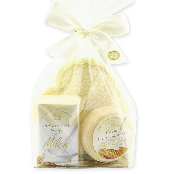 Soap set 3 pieces in a cellophane bag, Milk & honey 