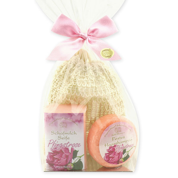 Soap set 3 pieces in a cellophane bag, Peony 