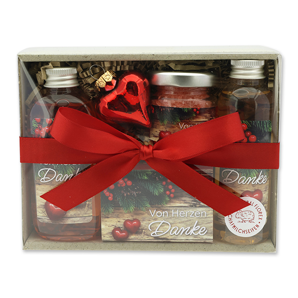 Gift set 4 pieces "Von Herzen Danke", Pomegranate 