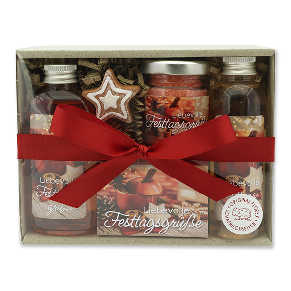 Gift set 4 pieces "Liebevolle Festtagsgrüße", Pomegranate 