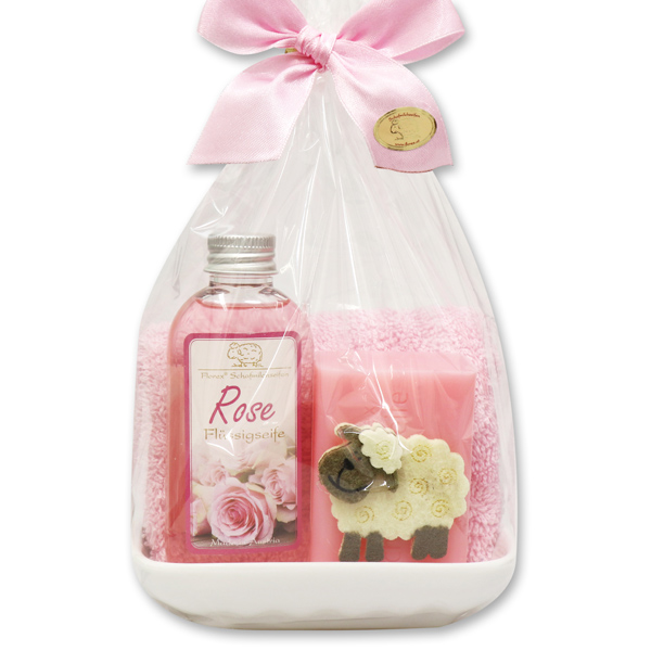 Set with sheep 4 pieces in a cellophane bag, Rose Diana 