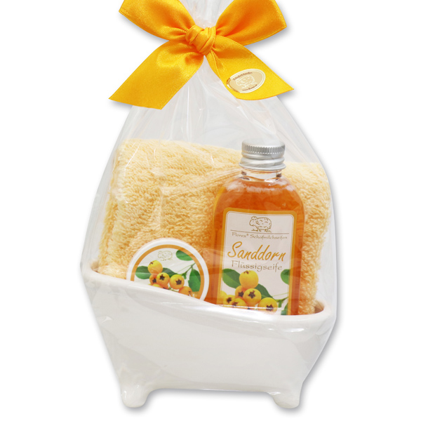 Small bathtub set 4 pieces in a cellophane bag, Sea buckthorn 