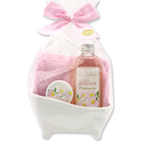 Small bathtub set 4 pieces in a cellophane bag, Wild rose 