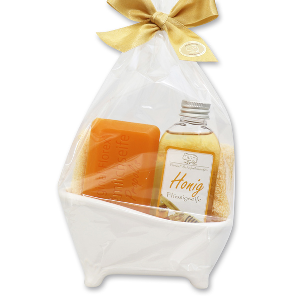 Small bathtub set 4 pieces in a cellophane bag, Honey 