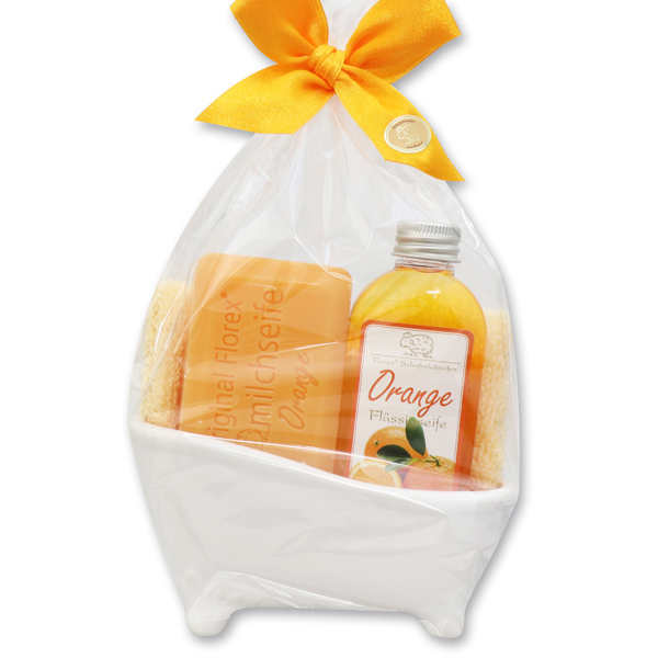 Small bathtub set 4 pieces in a cellophane bag, Orange 