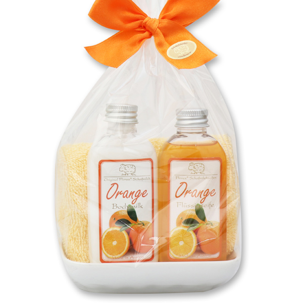 Care set 4 pieces in a cellophane bag, Orange 