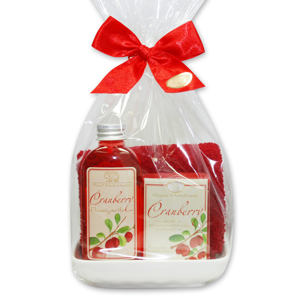 Care set 4 pieces in a cellophane bag, Cranberry 