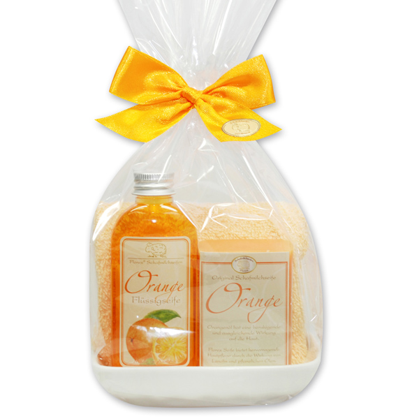 Care set 4 pieces in a cellophane bag, Orange 