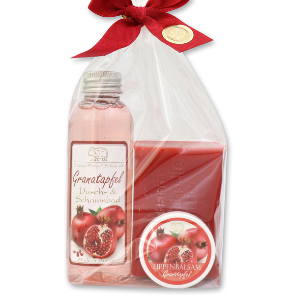 Care set 3 pieces in a cellophane bag, Pomegranate 