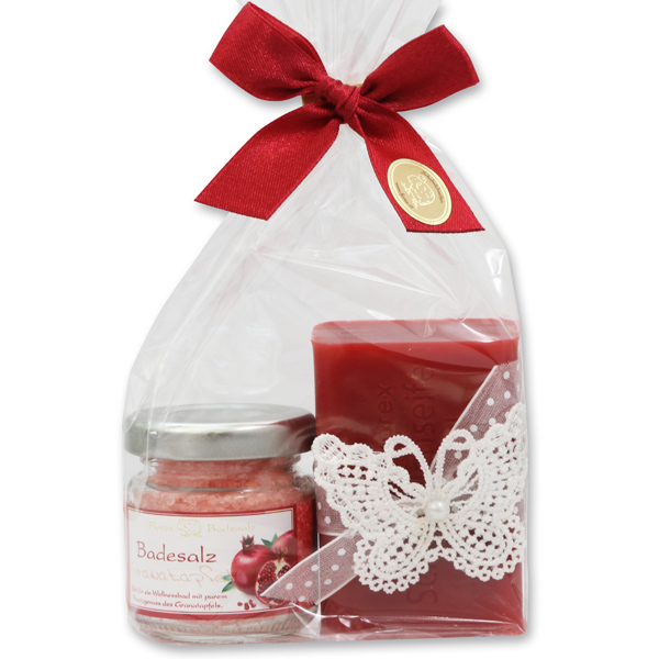 Bath set 2 pieces in a cellophane bag, Pomegranate 