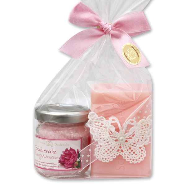 Bath set 2 pieces in a cellophane bag, Peony 