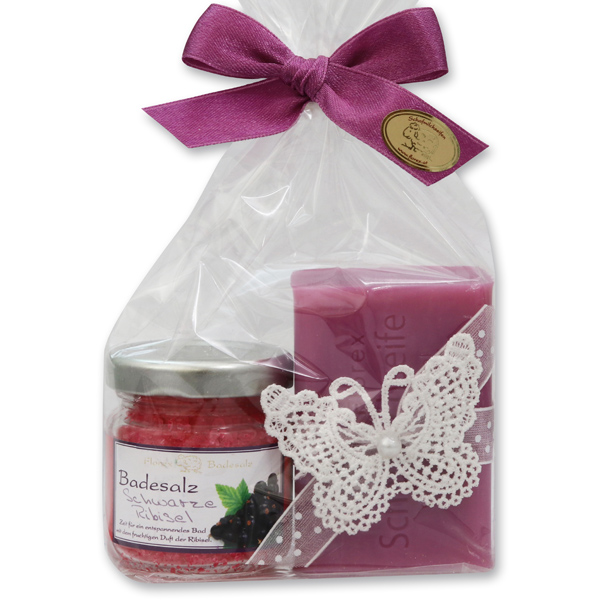 Bath set 2 pieces in a cellophane bag, Black currant 