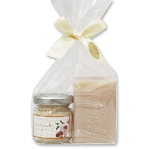 Bath set 2 pieces in a cellophane bag, Almond oil 