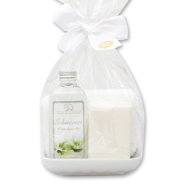 Care set 4 pieces in a cellophane bag, Christmas rose white 