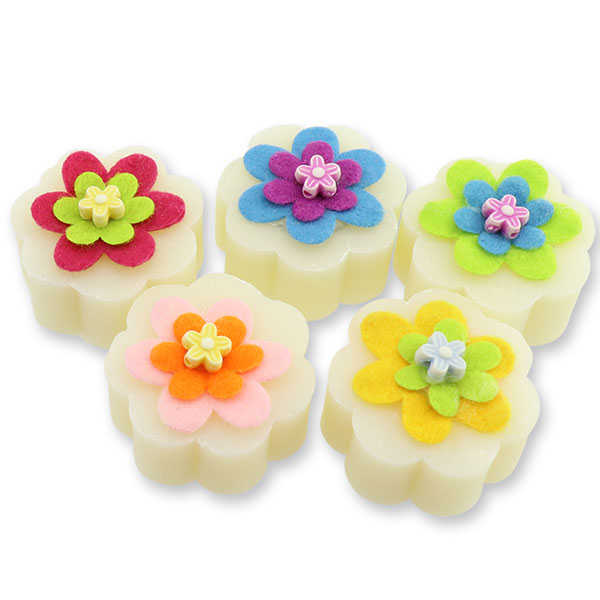 Schafmilchseife Blume mini 20g, dekoriert mit Blüten, Classic 