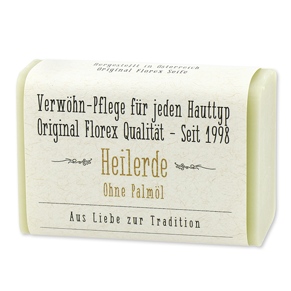 Healing clay soap square 100g with label 