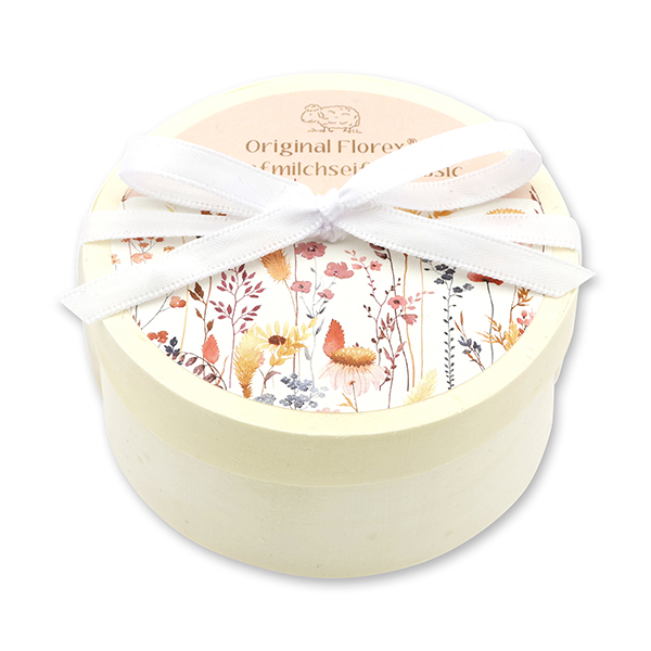 Schafmilchseife rund 100g in Spanschachtel 'Blütenzart' mit Motiv 1, Classic 