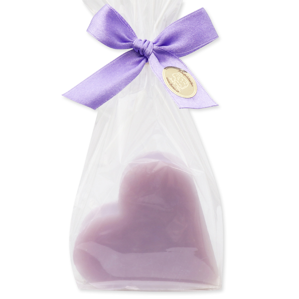 Sheep milk soap heart 85g, in a cellophane, Lilac 
