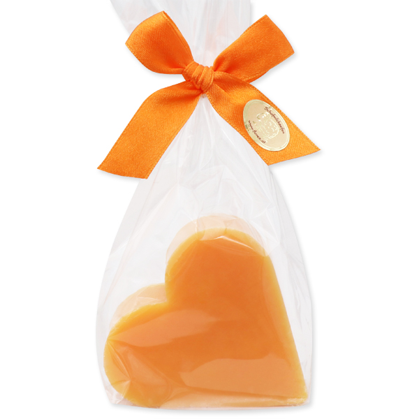 Schafmilchseife Herz groß 85g, in Cello, Orange 