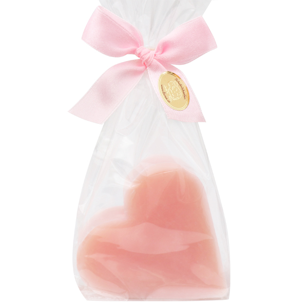 Sheep milk soap heart 85g, in a cellophane, Peony 