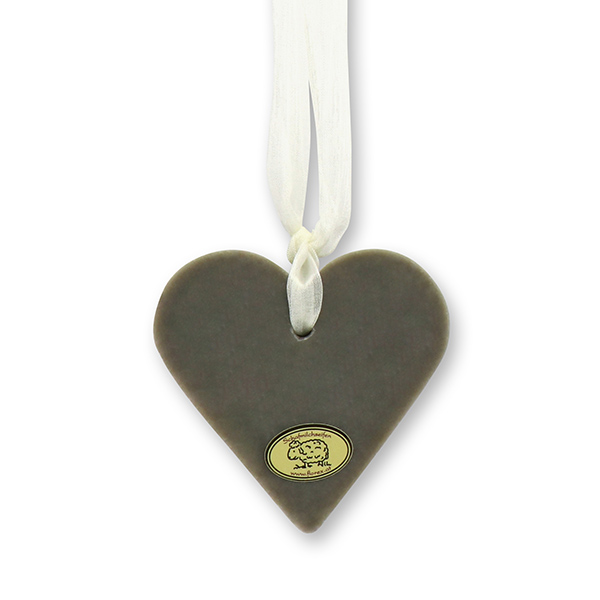 Sheep milk soap heart 85g hanging, Christmas rose silver 