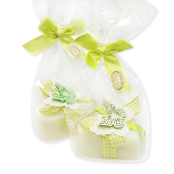 Sheep milk soap heart 85g, decorated with a butterfly in a cellophane, Classic 