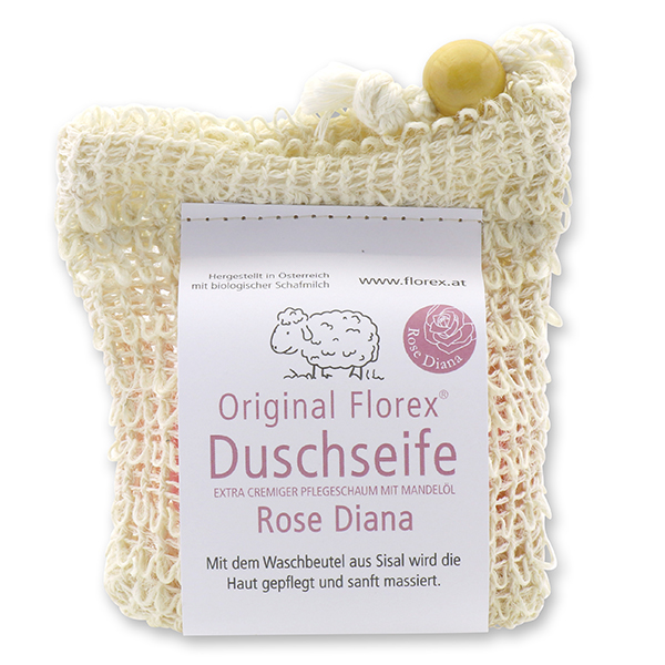 Duschseife mit Schafmilch rund 100g im Waschbeutel, Rose Diana 