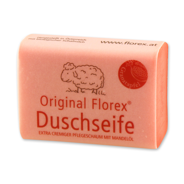 Shower soap with sheep milk 100g, wrapped in paper, Pomegranate 