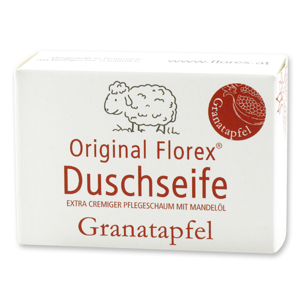 Shower soap with sheep milk 100g in paper box, Pomegranate 