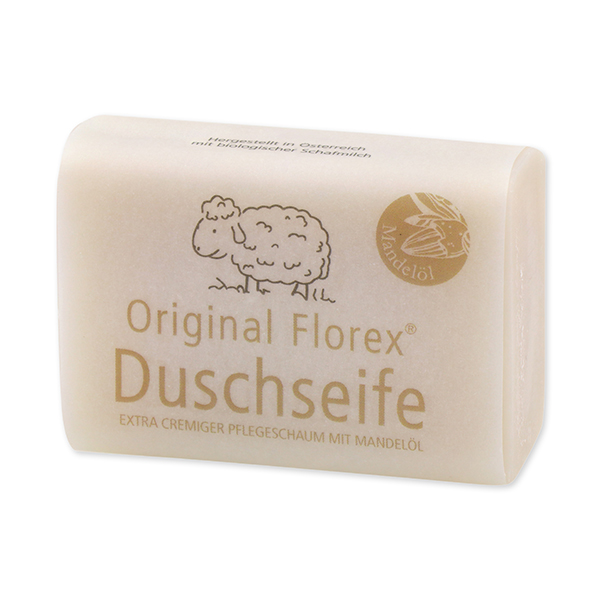 Duschseife mit Schafmilch eckig 100g, mit Banderole, Mandelöl 