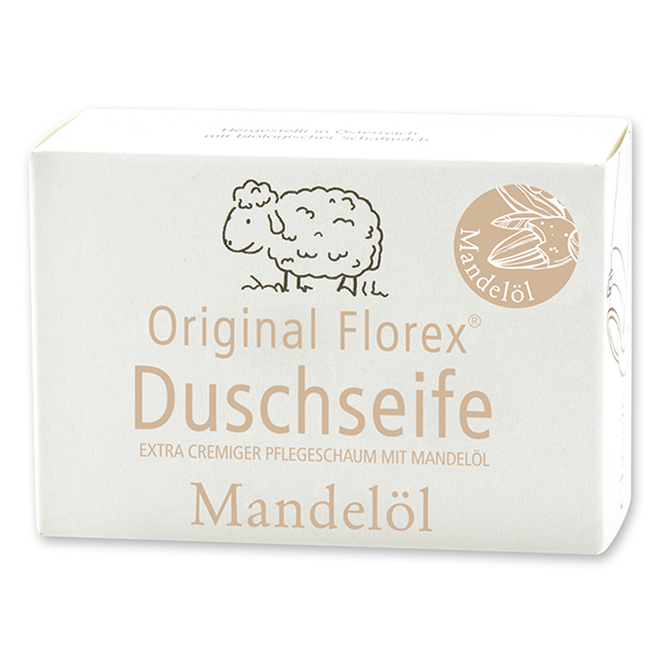 Duschseife mit Schafmilch eckig 100g in Papierschachtel, Mandelöl 