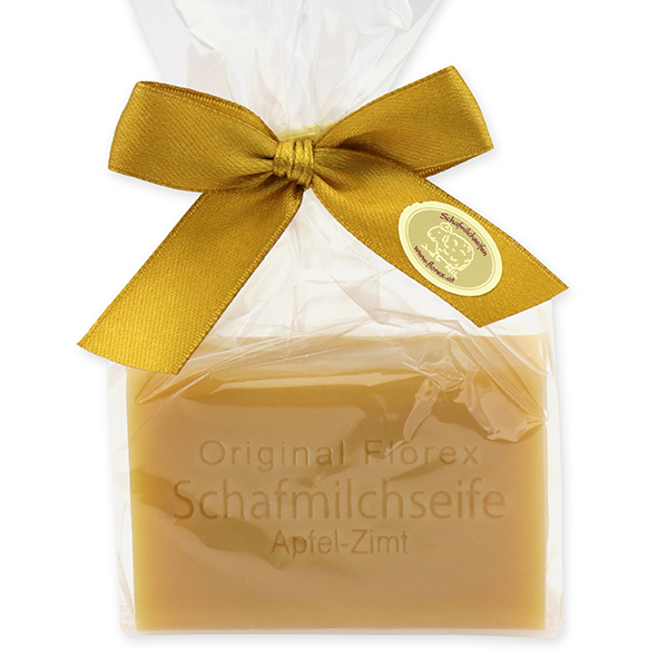 Sheep milk soap square 100g in a cellophane bag, Apple/Cinnamon 