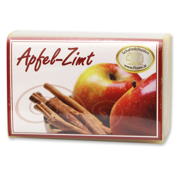 Schafmilchseife eckig 100g modern, Apfel-Zimt 