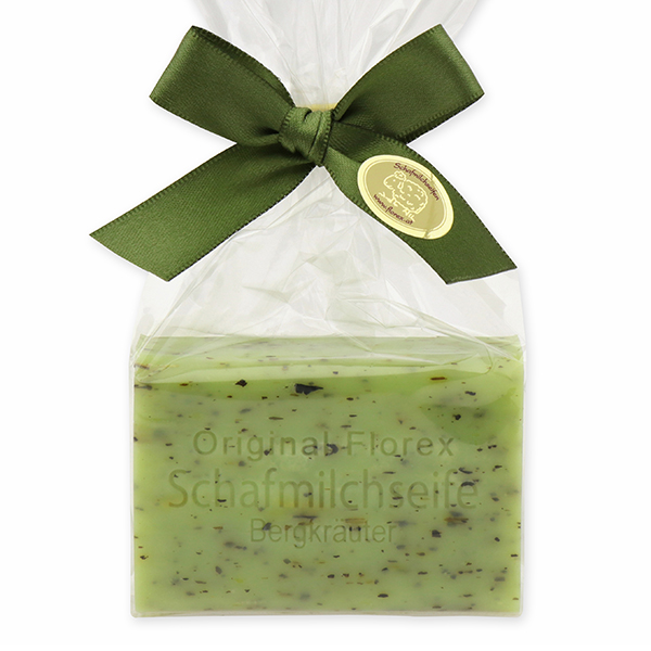 Sheep milk soap square 100g in a cellophane bag, Mountain herbs 