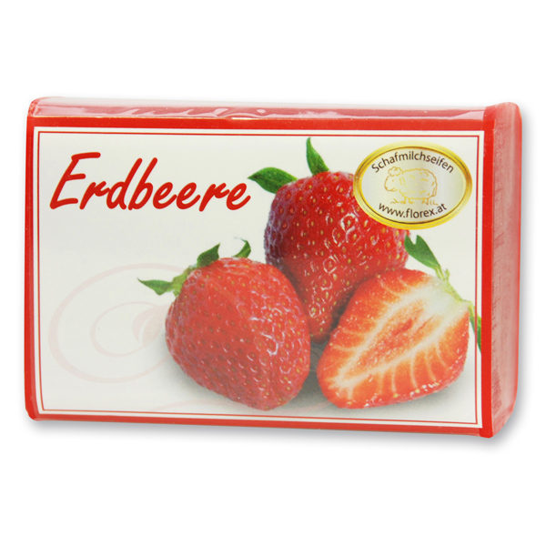 Schafmilchseife eckig 100g modern, Erdbeere 