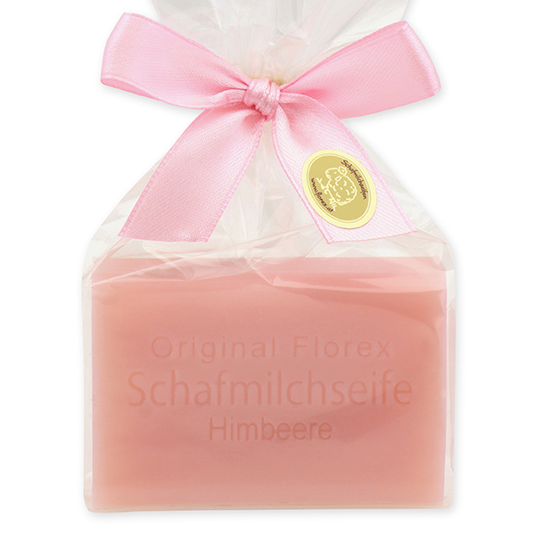 Sheep milk soap square 100g in a cellophane bag, Raspberry 