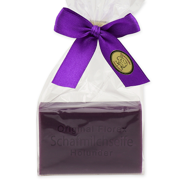 Sheep milk soap square 100g in a cellophane bag, Elderberry 