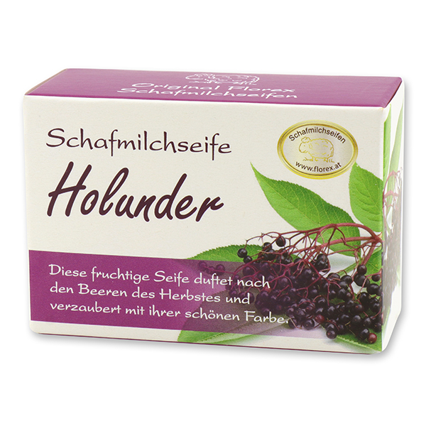 Schafmilchseife eckig 100g in Schachtel, Holunder 