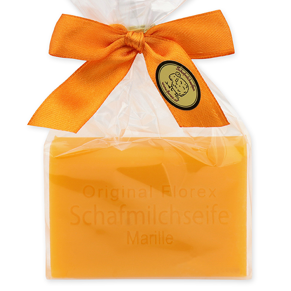 Sheep milk soap square 100g in a cellophane bag, Apricot 