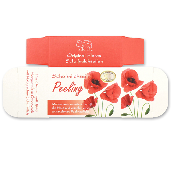 Paper box MC for sheep milk soap square 100g, Peeling with poppy 