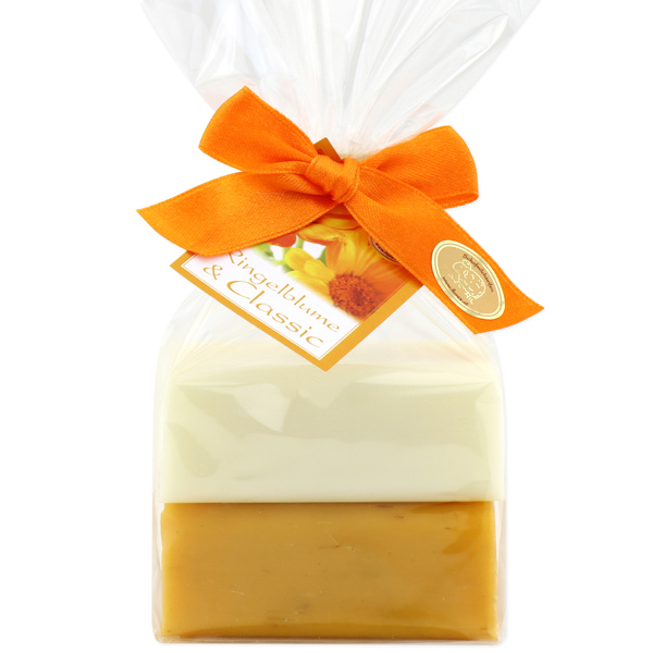 Sheep milk soap square 100g 2 pieces packed with a card, Classic/Marigold 