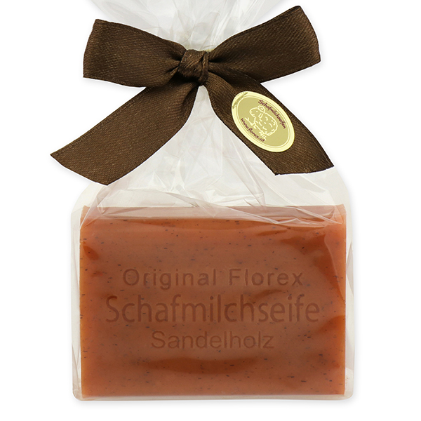 Sheep milk soap square 100g in a cellophane bag, Sandalwood 