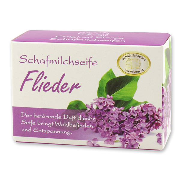 Schafmilchseife eckig 100g in Schachtel, Flieder 