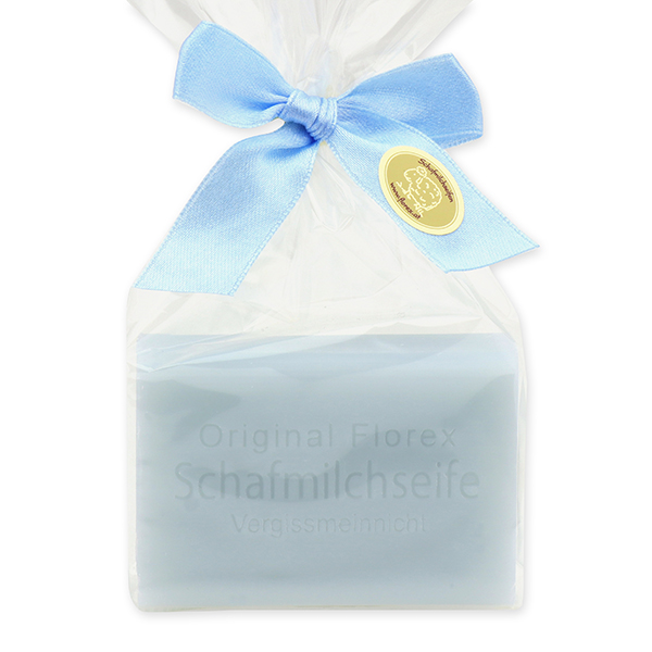 Sheep milk soap square 100g in a cellophane bag, Forget-me-not 