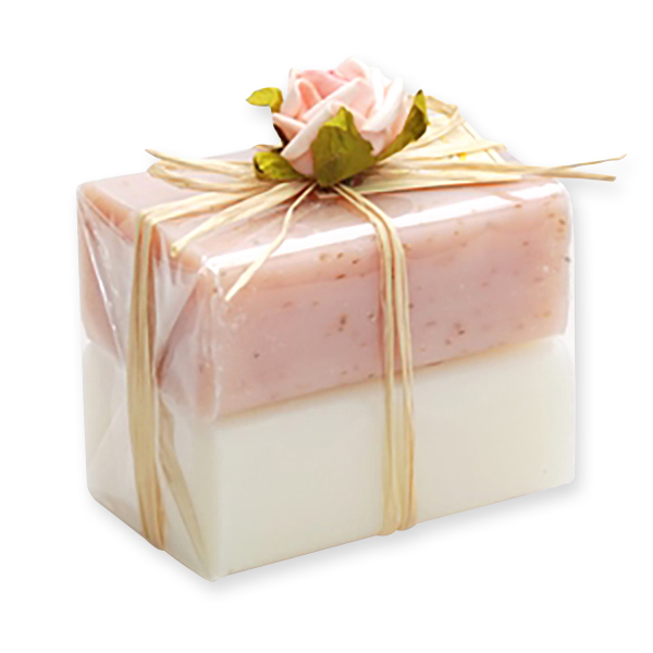 Schafmilchseife eckig 100g 2er verpackt, Classic/Peeling rosa 